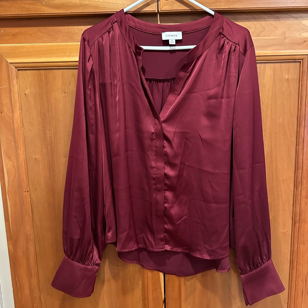 Evereve Deep Red Satin Blouse